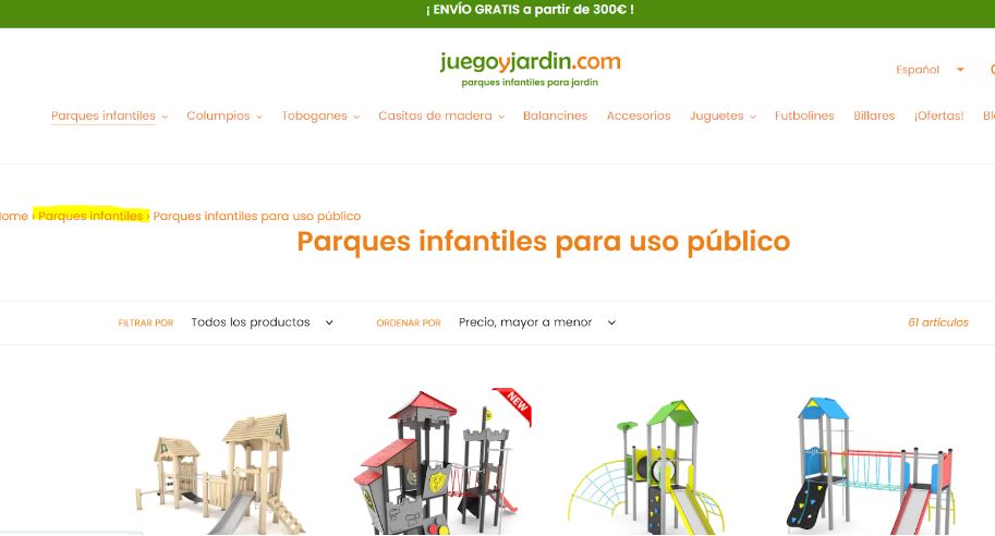 migas de pan para comercio electrónico