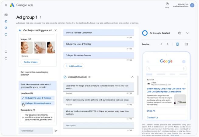 Tercer paso para usar la nueva herramienta conversacional de Google Ads: chatea con la herramienta y dale nuevas instrucciones o haz cambios