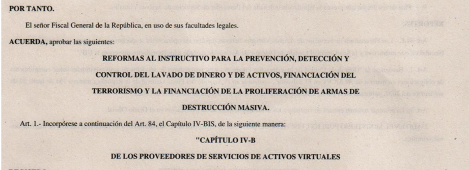 Ley antilavado, que incluye a los proveedores de servicios de criptomonedas.