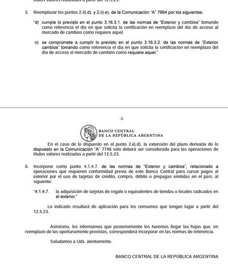 Comunicado del BCRA