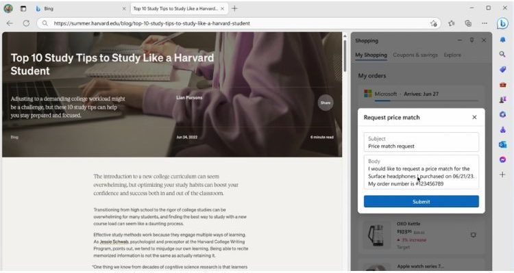 Imagen que muestra cómo funciona la herramienta Price Match