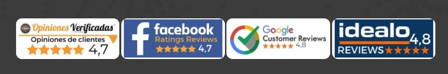 calificaciones de reseñas verificadas, facebook, google e Idealo by Allzone