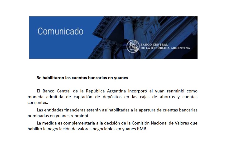 El comunicado del BCRA