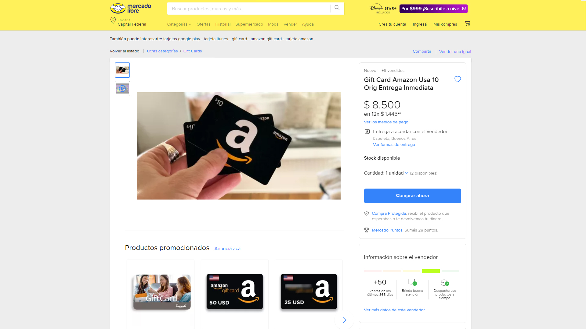 El dólar de Mercado Libre se consigue en $850 a través de tarjetas de regalo de Amazon
