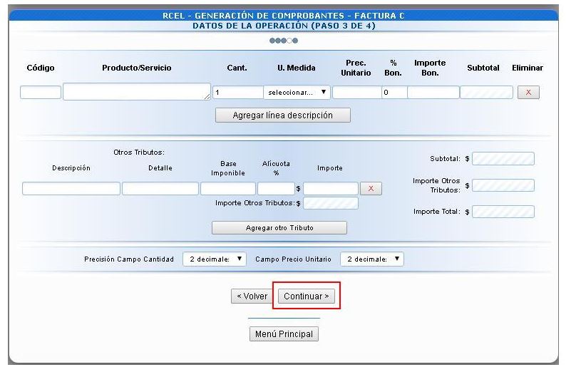 Los productos o servicios que se incluirán en la factura