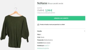 Vista de una ficha de producto en la web de Micolet