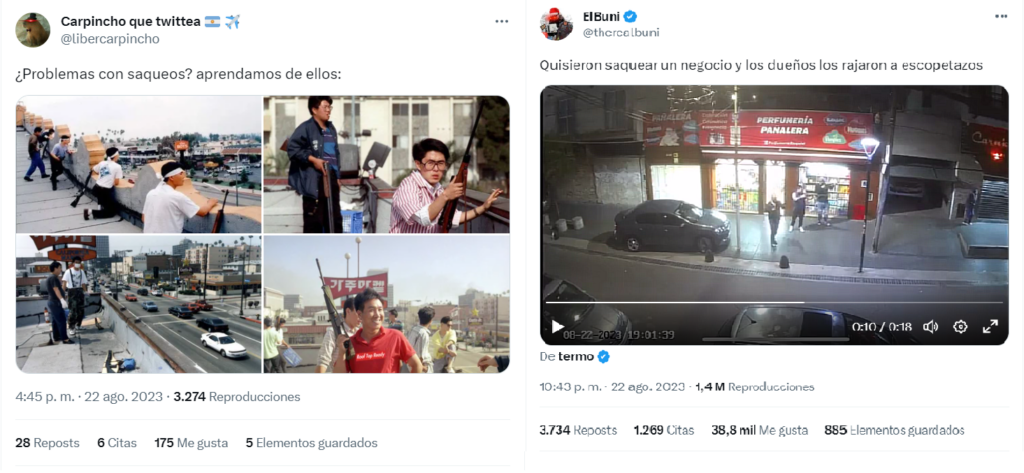 tuit sobre saqueos en Argentina