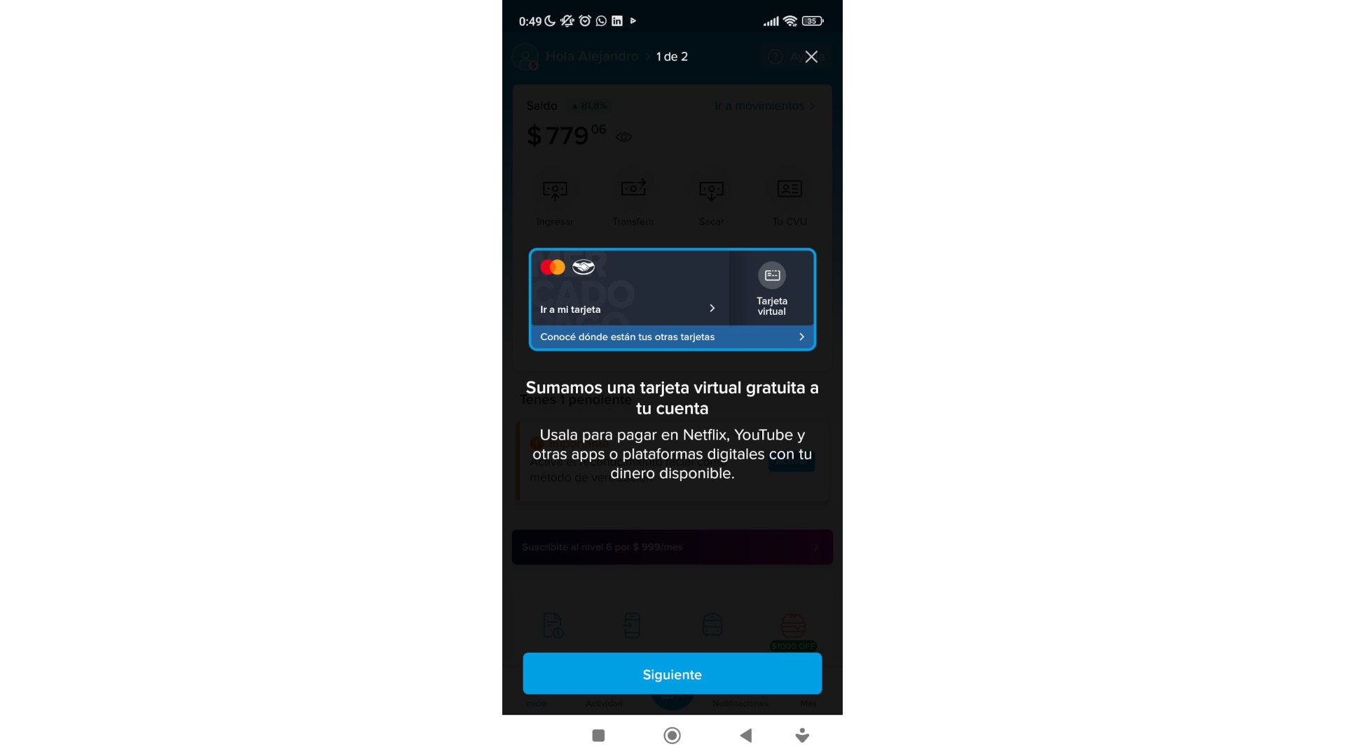 Los usuarios de Mercado Pago se encontraron con que tenían una tarjeta virtual del unicornio en la app