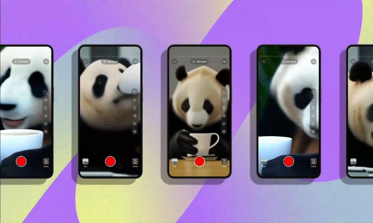 Imágenes de un panda tomando café generadas por Youtube AI