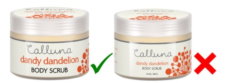 A la izquierda: un tarro de crema cosmética cuyo envase está optimizado para su visualización online.  A la derecha: el packaging del mismo producto pero sin optimización