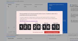 Aviso de Google Analytics sobre la exportación de datos.