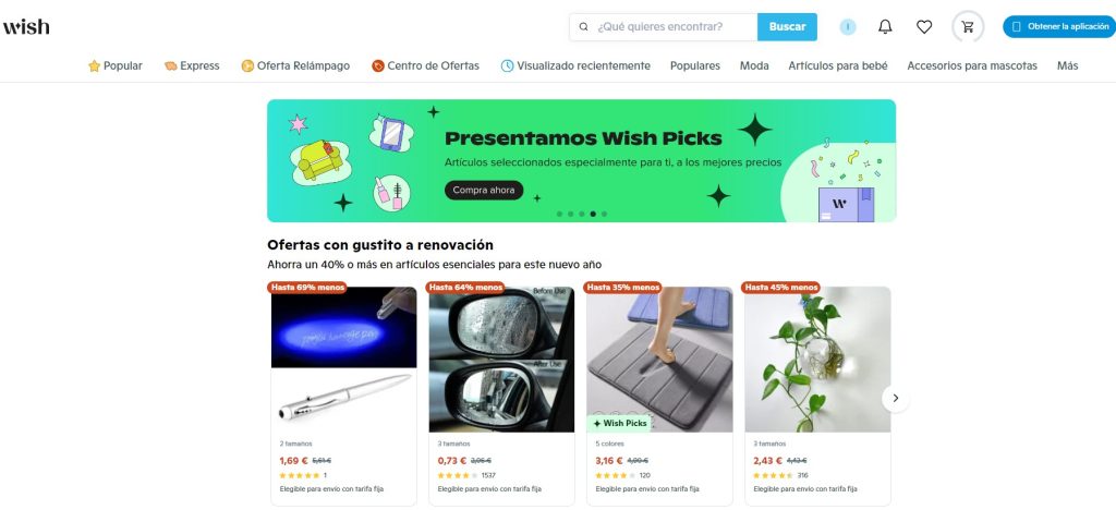 interfaz de deseo en versión web